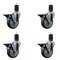 Service Caster 4'' Gray Poly Swivel 1-5/8'' Expanding Stem Caster Set with Brake, 4PK SCC-EX20S414-PPUB-PLB-158-4 - alternate 1